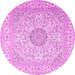 Round Medallion Pink Traditional Rug, tr2661pnk