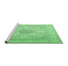Sideview of Machine Washable Medallion Emerald Green Traditional Area Rugs, wshtr2661emgrn