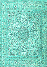 Medallion Turquoise Traditional Rug, tr2661turq