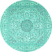 Round Medallion Turquoise Traditional Rug, tr2661turq