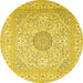 Round Medallion Yellow Traditional Rug, tr2661yw