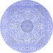 Round Medallion Blue Traditional Rug, tr2661blu