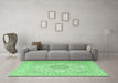 Machine Washable Medallion Emerald Green Traditional Area Rugs in a Living Room,, wshtr2661emgrn