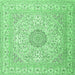 Square Machine Washable Medallion Emerald Green Traditional Area Rugs, wshtr2661emgrn