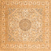 Serging Thickness of Medallion Orange Traditional Rug, tr2661org