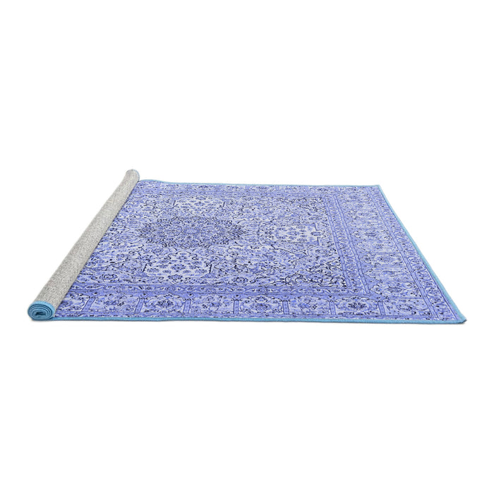 Sideview of Machine Washable Medallion Blue Traditional Rug, wshtr2661blu
