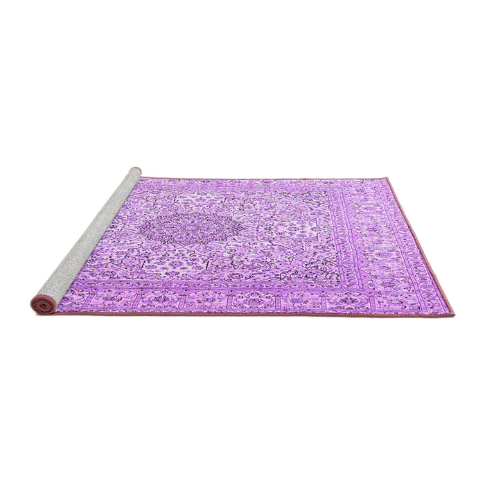 Sideview of Machine Washable Medallion Purple Traditional Area Rugs, wshtr2661pur