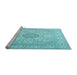 Sideview of Machine Washable Medallion Light Blue Traditional Rug, wshtr2661lblu