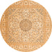 Square Medallion Orange Traditional Rug, tr2661org