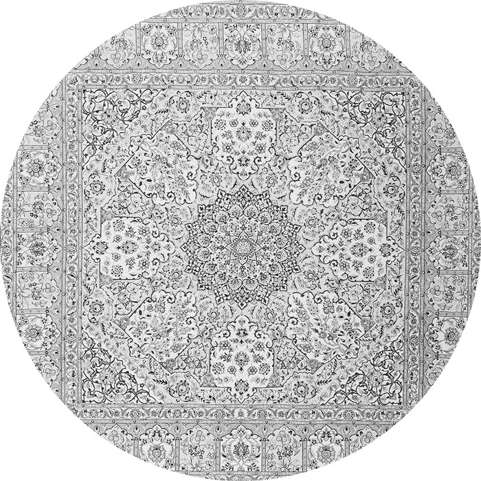 Machine Washable Medallion Gray Traditional Rug, wshtr2661gry