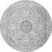 Machine Washable Medallion Gray Traditional Rug, wshtr2661gry