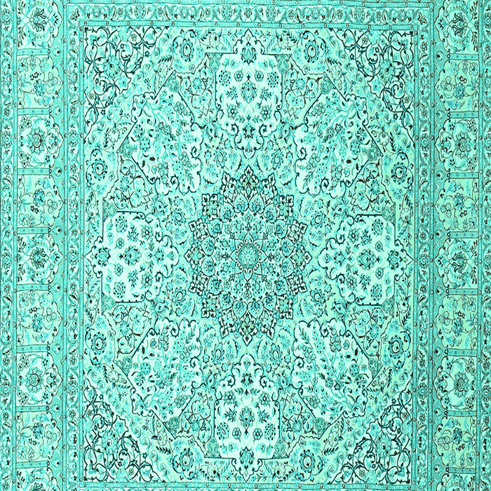 Machine Washable Medallion Turquoise Traditional Area Rugs, wshtr2661turq