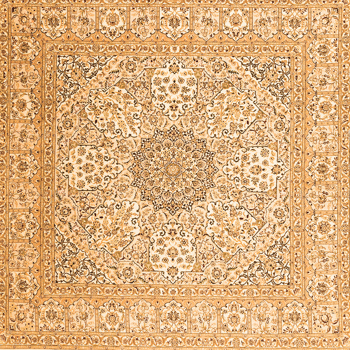 Round Machine Washable Medallion Orange Traditional Area Rugs, wshtr2661org