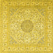 Square Medallion Yellow Traditional Rug, tr2661yw