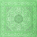 Square Medallion Emerald Green Traditional Rug, tr2661emgrn