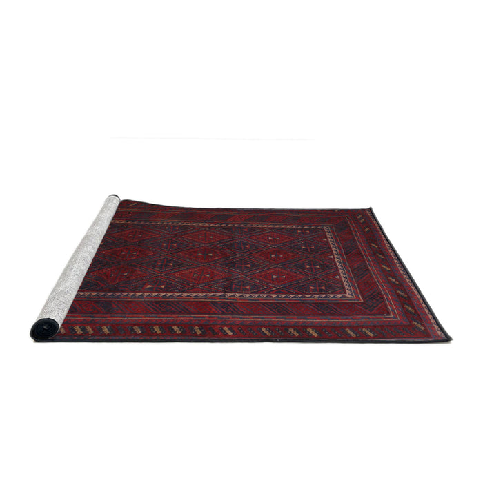 Sideview of Machine Washable Traditional Burgundy Brown Rug, wshtr2662