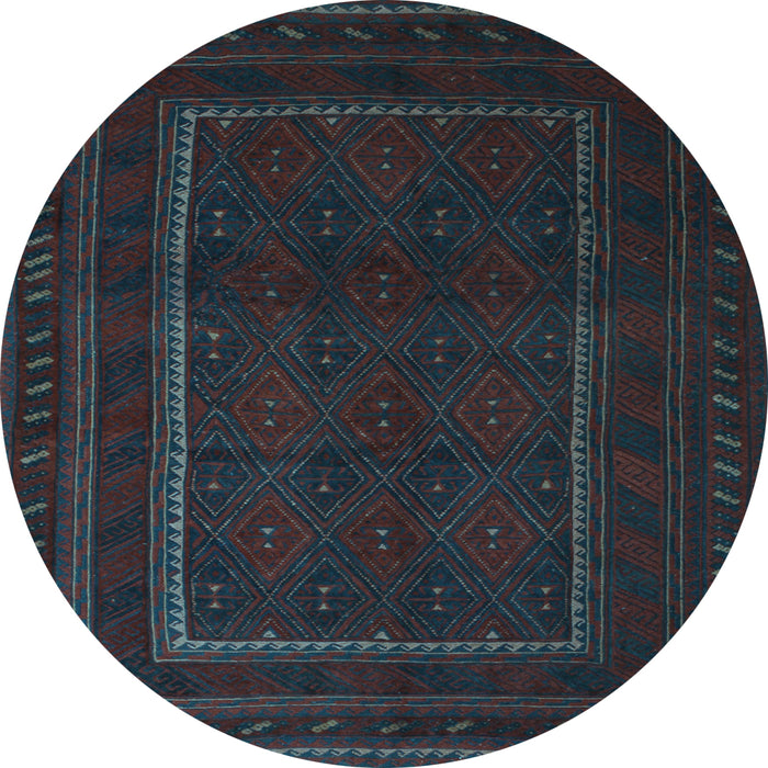 Round Southwestern Light Blue Country Rug, tr2662lblu