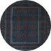 Round Southwestern Light Blue Country Rug, tr2662lblu