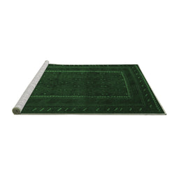 Sideview of Machine Washable Southwestern Emerald Green Country Area Rugs, wshtr2662emgrn