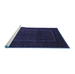 Sideview of Machine Washable Southwestern Blue Country Rug, wshtr2662blu