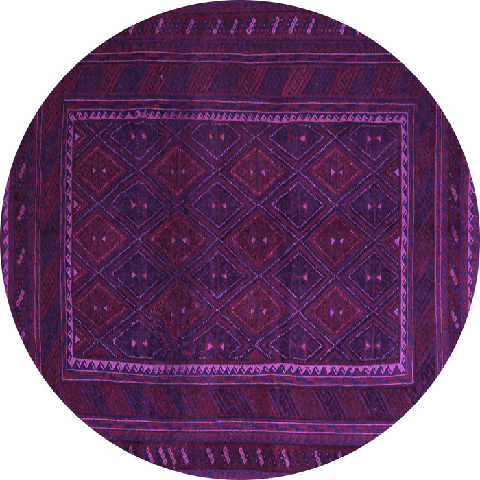 Round Machine Washable Southwestern Purple Country Area Rugs, wshtr2662pur