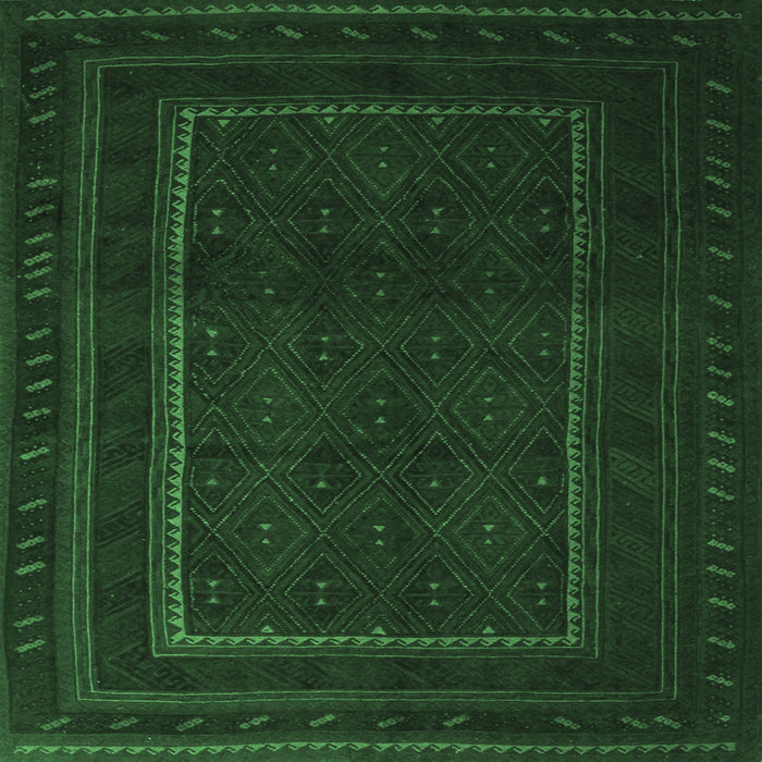 Square Southwestern Emerald Green Country Rug, tr2662emgrn