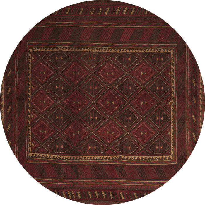 Round Southwestern Brown Country Rug, tr2662brn