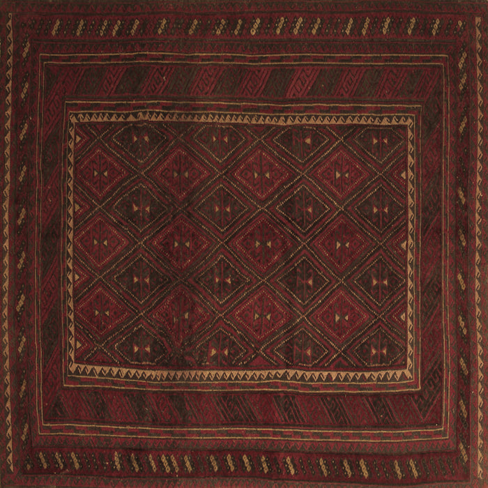 Square Machine Washable Southwestern Brown Country Rug, wshtr2662brn