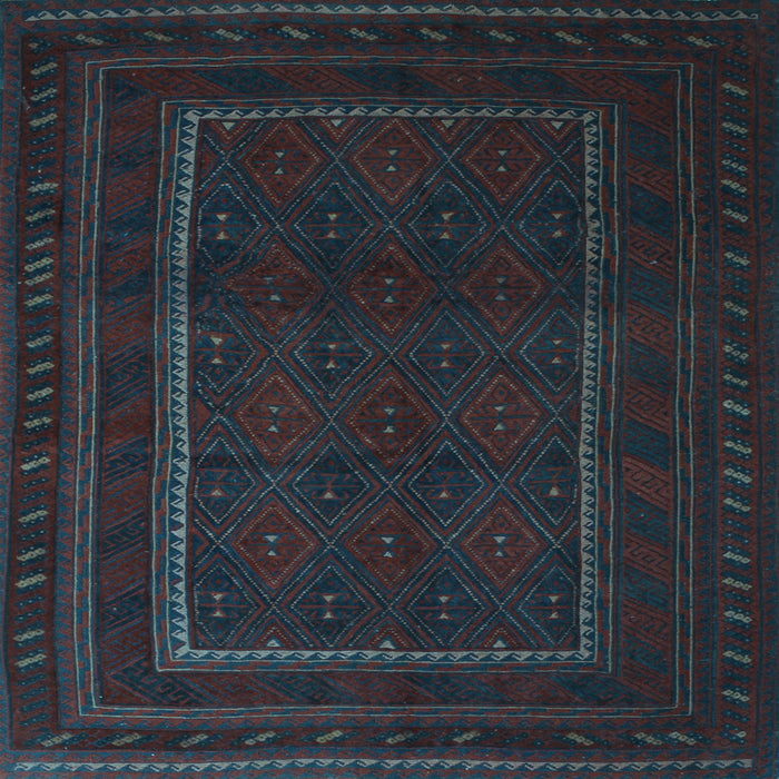 Square Machine Washable Southwestern Light Blue Country Rug, wshtr2662lblu