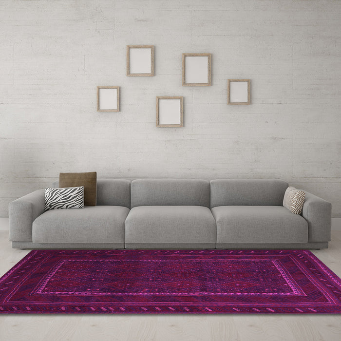 Machine Washable Southwestern Pink Country Rug in a Living Room, wshtr2662pnk