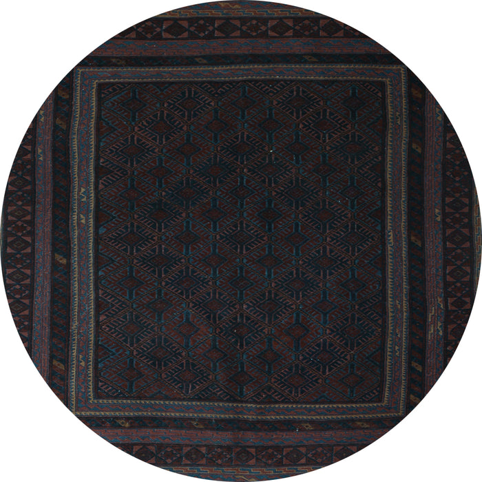 Round Southwestern Light Blue Country Rug, tr2663lblu