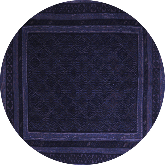 Round Southwestern Blue Country Rug, tr2663blu