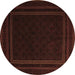 Round Southwestern Brown Country Rug, tr2663brn