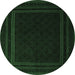 Round Southwestern Emerald Green Country Rug, tr2663emgrn