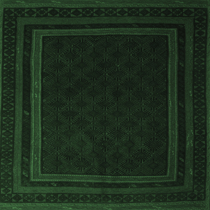 Square Machine Washable Southwestern Emerald Green Country Area Rugs, wshtr2663emgrn