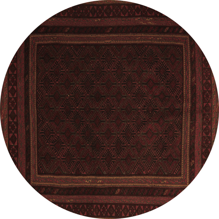 Round Machine Washable Southwestern Brown Country Rug, wshtr2663brn
