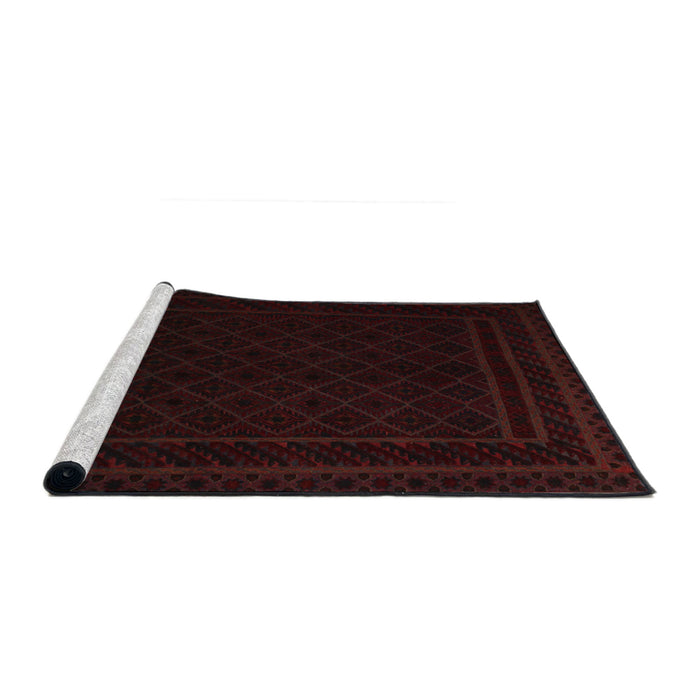 Sideview of Machine Washable Traditional Black Brown Rug, wshtr2664