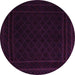 Round Machine Washable Southwestern Purple Country Area Rugs, wshtr2664pur