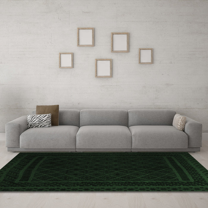 Machine Washable Southwestern Emerald Green Country Area Rugs in a Living Room,, wshtr2664emgrn