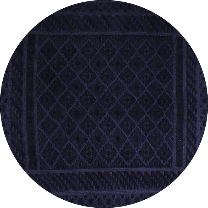 Round Southwestern Blue Country Rug, tr2664blu