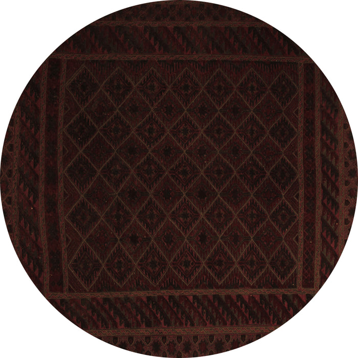 Round Machine Washable Southwestern Brown Country Rug, wshtr2664brn