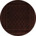 Round Southwestern Brown Country Rug, tr2664brn