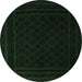 Round Southwestern Emerald Green Country Rug, tr2664emgrn