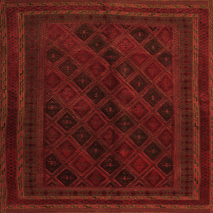 Round Machine Washable Southwestern Orange Country Area Rugs, wshtr2665org