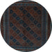 Round Southwestern Light Blue Country Rug, tr2665lblu