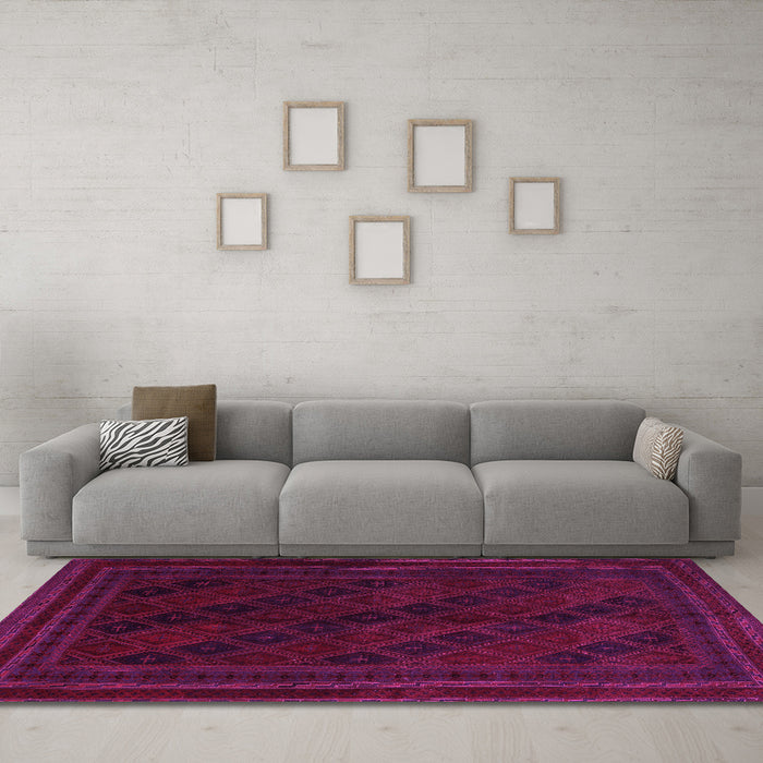 Machine Washable Southwestern Pink Country Rug in a Living Room, wshtr2665pnk