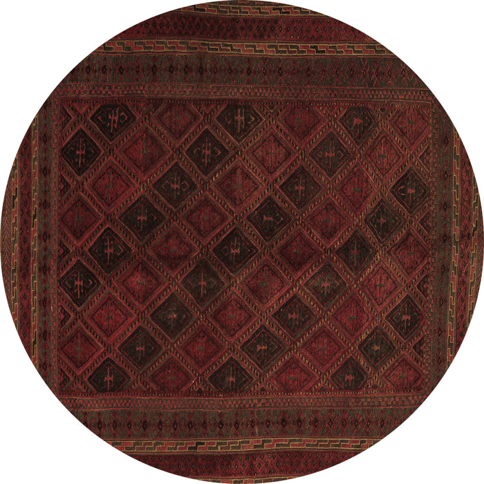 Round Machine Washable Southwestern Brown Country Rug, wshtr2665brn