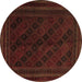 Round Southwestern Brown Country Rug, tr2665brn