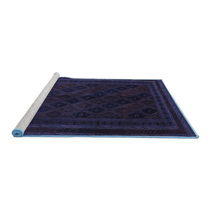 Sideview of Machine Washable Southwestern Blue Country Rug, wshtr2665blu
