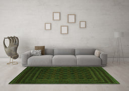 Machine Washable Southwestern Green Country Area Rugs in a Living Room,, wshtr2666grn